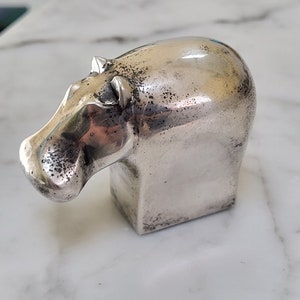 Dansk Hippo Mod Silverplate Paperweight Small Figurine Please Read
