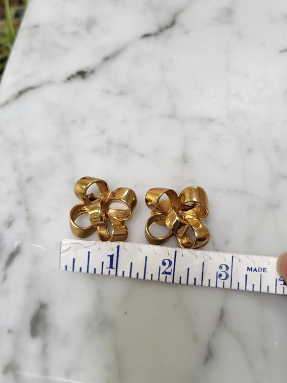 Vintage Donald Stannard Goldtone Bow earrings 198… - image 5