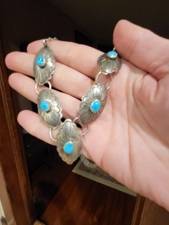 Navajo 925 Concho Turquoise Necklace