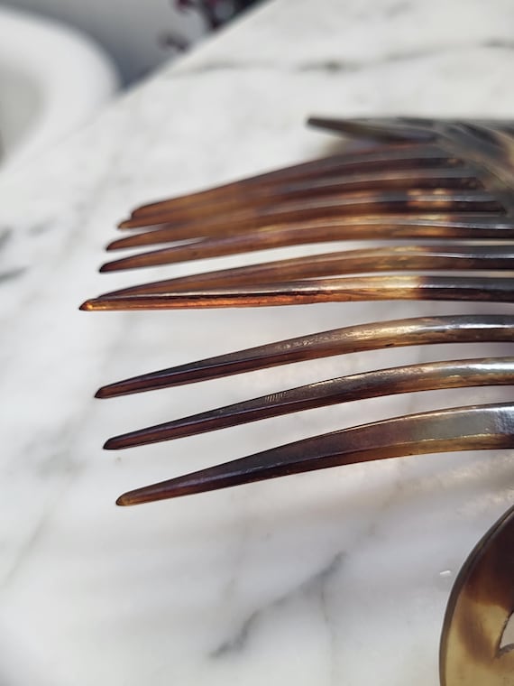 Victorian Tortoise Shell Celluloid Large Hair Comb - image 6