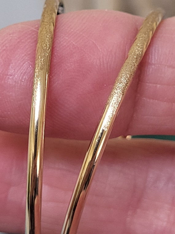 14k Gold Diamond Cut Hoop Earrings - image 2