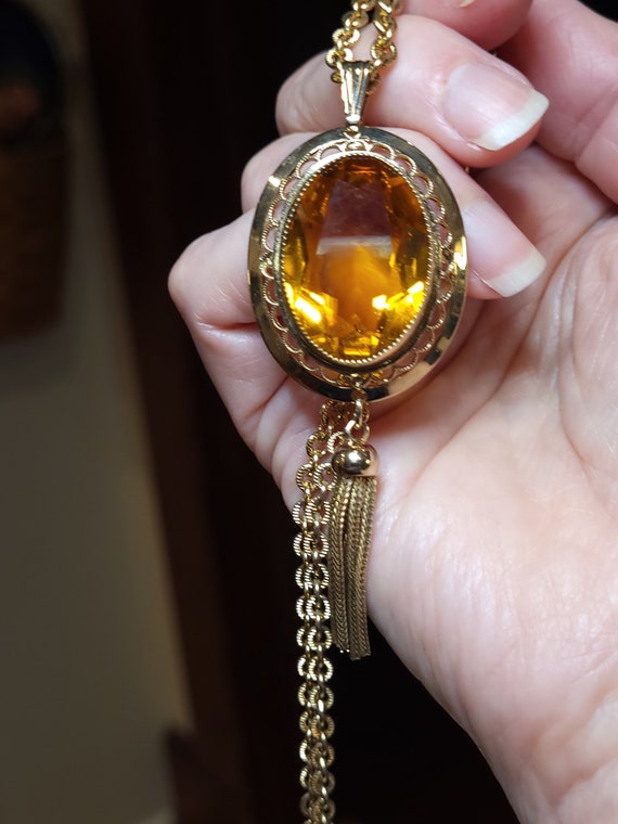 Vintage 1960s 14k gold filled Necklace Amco Citrin