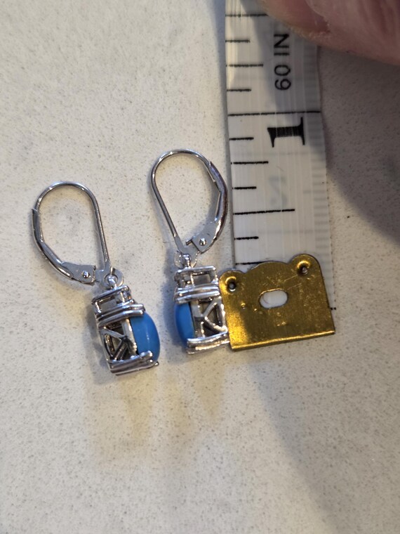 Sterling danity Blue Stone Levelback Earrings wit… - image 3