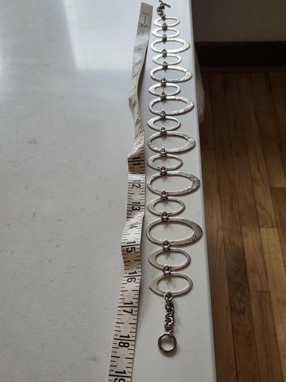 Mod Sterling Statement Necklace Circle design Ham… - image 3