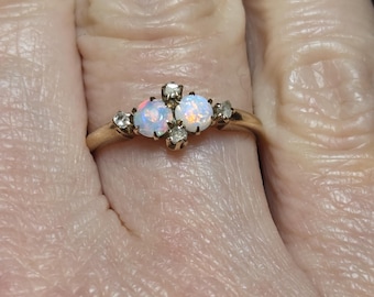 Victorian 10k Gold Opal and Diamond Ring size 5.5