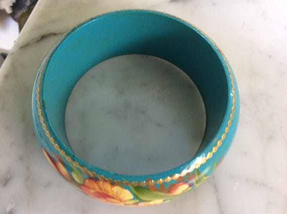 Russian Hand Painted Bangle Bracelet - image 2