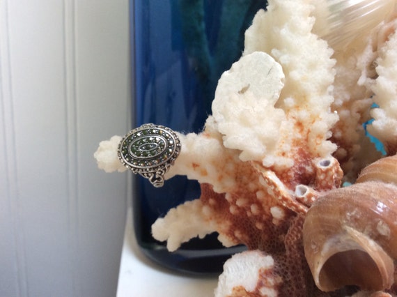 Oval Marqusite Sterling Ring - image 4