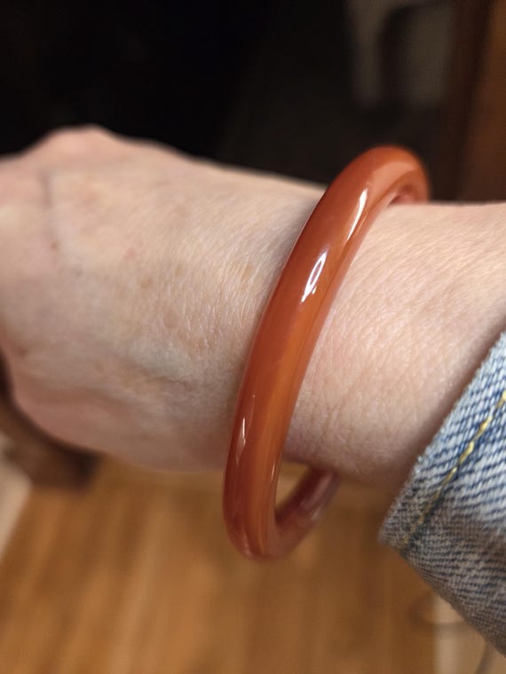Red Agate Stone Bangle Bracelet - image 3