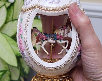 Franklin Mint Carousel Horse Porcelain Egg Music Box - Etsy