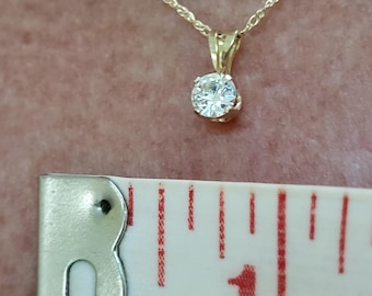 14k Natural Diamond Pendant solitaire necklace