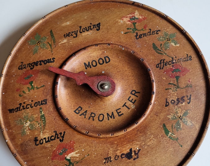 Vintage Wooden Mood Barometer Etsy
