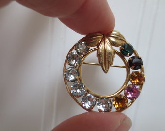 Vintage Gold filled Rhinestone Brooch