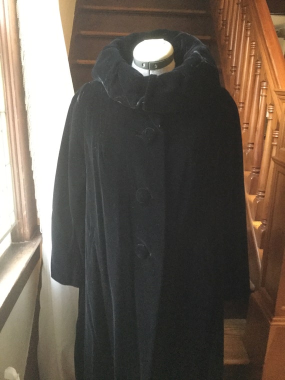 Vintage Black Velvet Swing Coat
