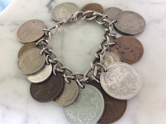 Vintage Sterling British Coin CharmBracelet - image 1