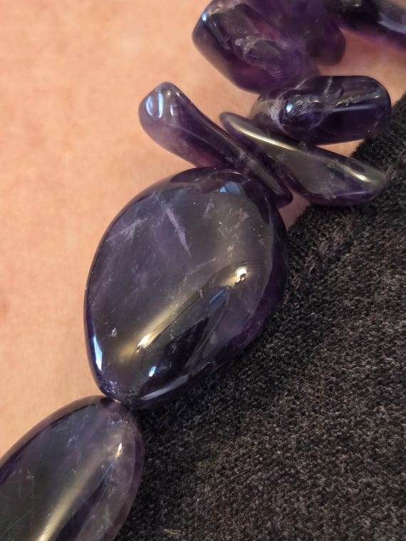 Large Statement Amethyst Beaded Necklace - image 3