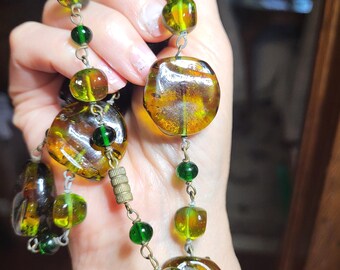 Vintage Murano Venetian Glass Beaded Necklace on Chain