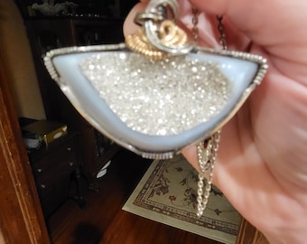 Agate Druzy Sterling Pendant Necklace