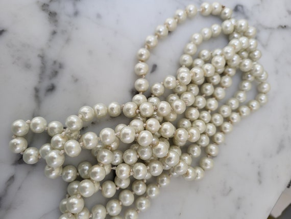 Vintage Faux Long Pearl Necklace - image 3