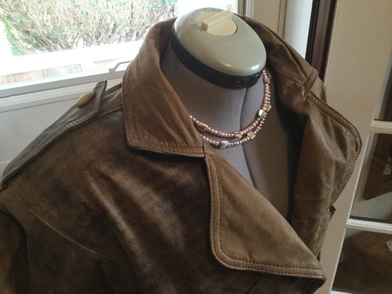 Vintage 80s Leather Ladies Bomber Jacket Bat Wings - image 3