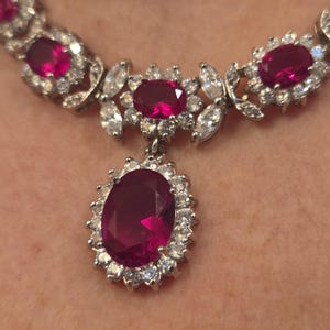 Vintage Faux Ruby and Rhinestone Choker