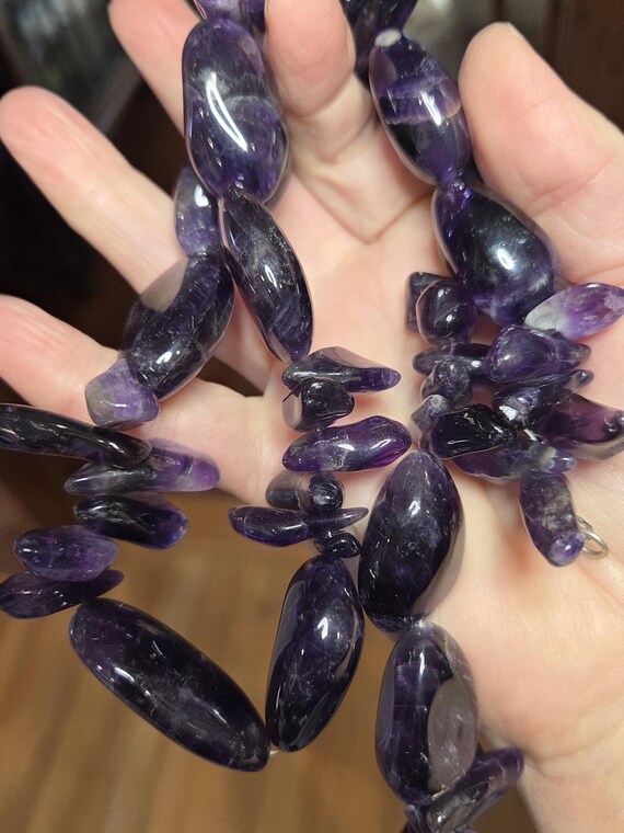 Large Statement Amethyst Beaded Necklace - image 1