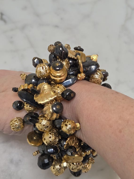 Cha Cha Beaded Statement Stretch Bracelet 1960s - image 1