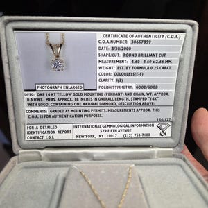 14k Natural Diamond Pendant solitaire necklace image 9