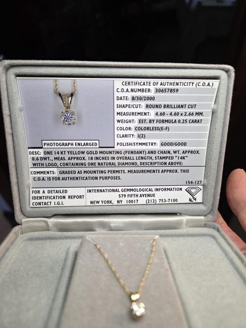 14k Natural Diamond Pendant solitaire necklace image 9