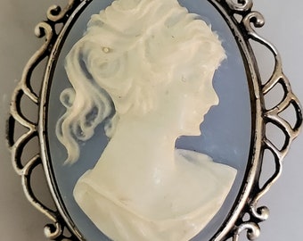 Vintage Blue and White Sterling Cameo