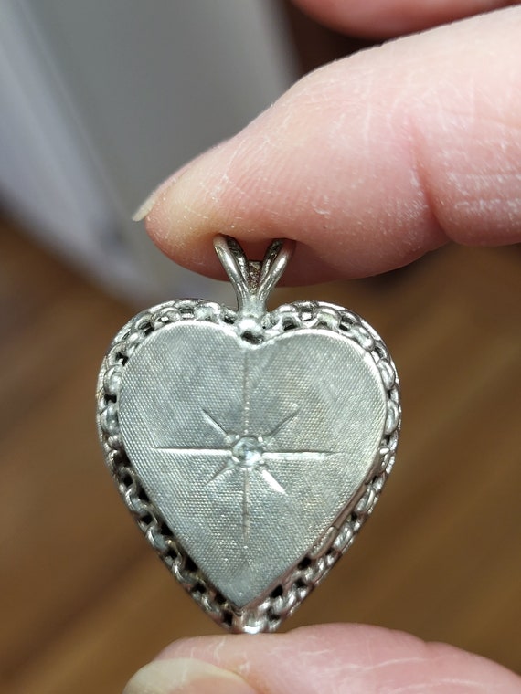 Vintage 80s Sterling silver Heart Picture Locket … - image 1