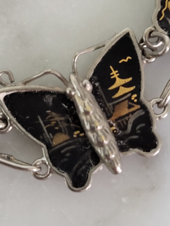 Mid Century Asian Shakudo Damascence Bracelet - image 6