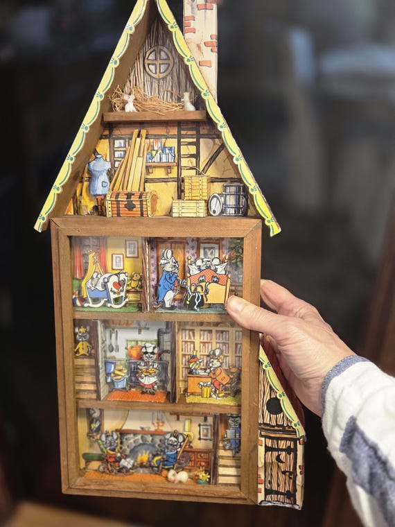 Vintage Hazel's Kaboodles Mouse House Wall Hanging HK-53 Miniature
