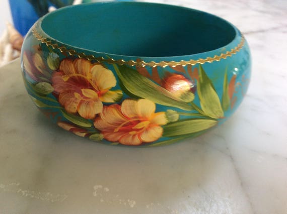 Russian Hand Painted Bangle Bracelet - image 4