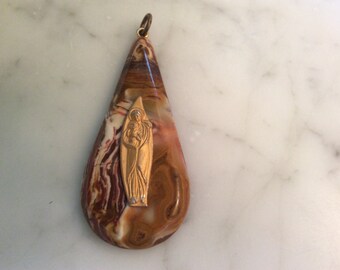 Religious pendant Agate Mother Mary