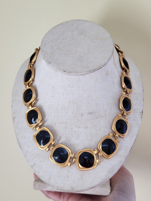 Anne Klein 1980s Gold and Black Choker