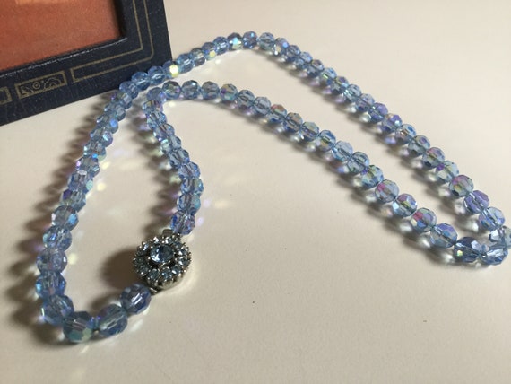 Bergere Vintage Blue Crystal Necklace 