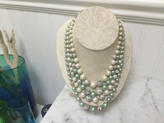 Vintage multi colored faux Pearl four Strands - image 1