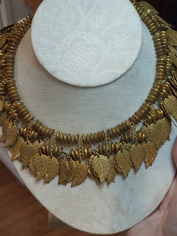 Miraim Haskell Golden Leaf Choker Signed - image 8