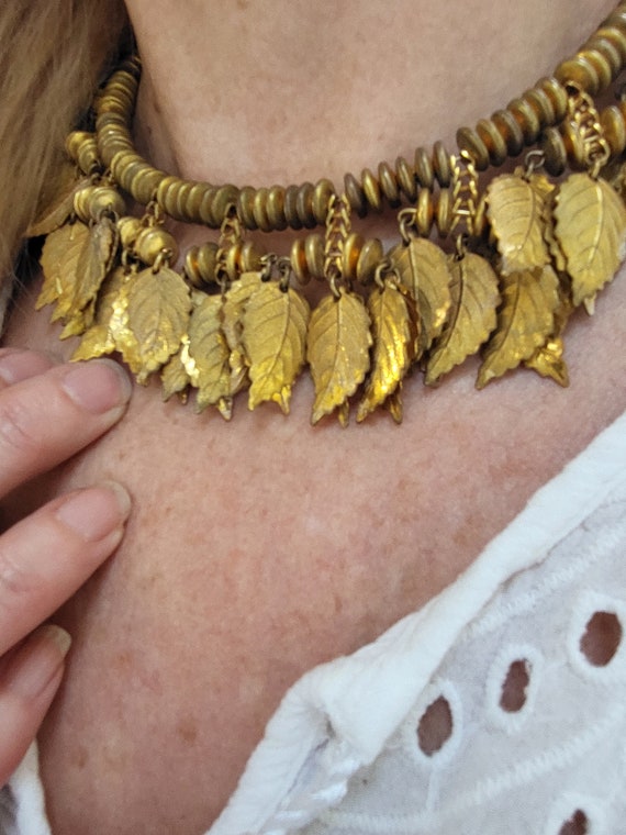 Miraim Haskell Golden Leaf Choker Signed - image 1