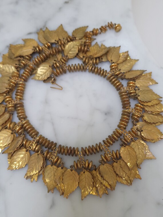 Miraim Haskell Golden Leaf Choker Signed - image 9
