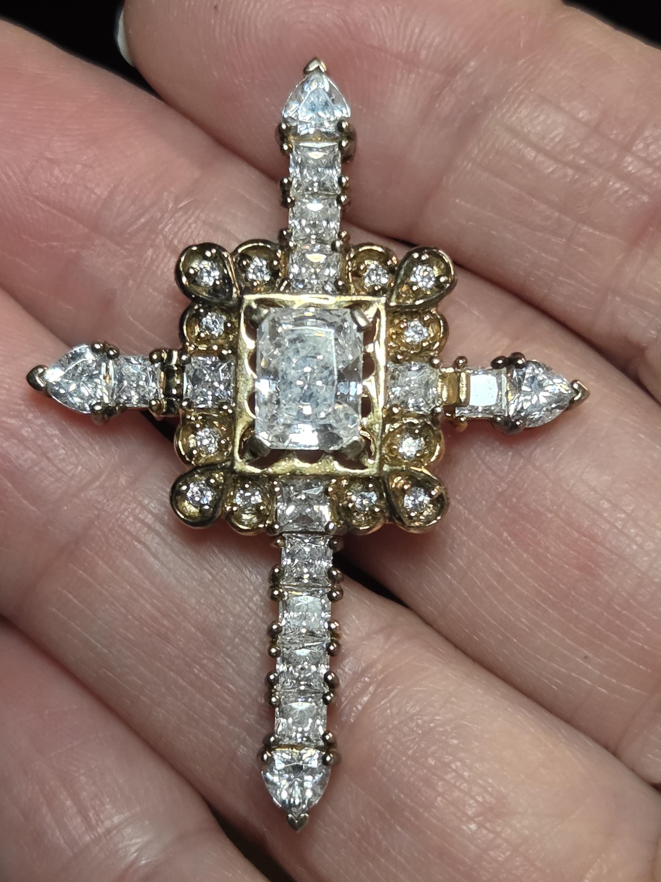 vintage hooked ゴールド　ビスチェ Victoria Wieck Art Deco Style 925 Gold Wash Over Sterling Cross