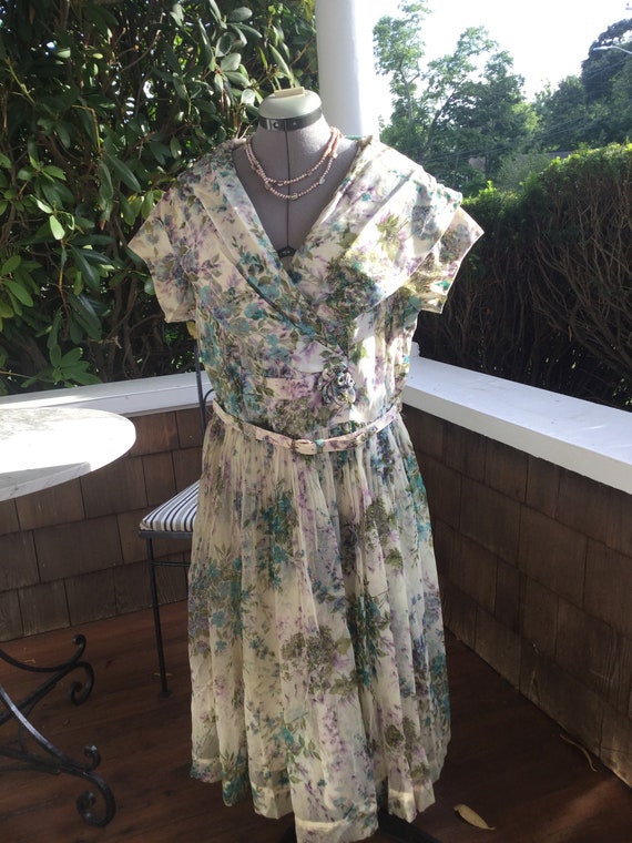 Vintage Rockabilly Floral Summer Dress XL