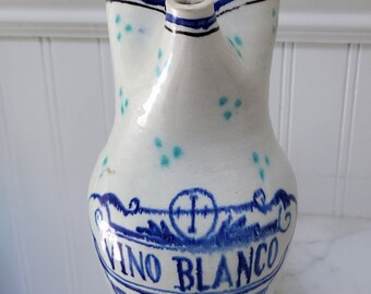 Triana Spanish pottery Vino Blanco Pitcher/White Wine Pitcher