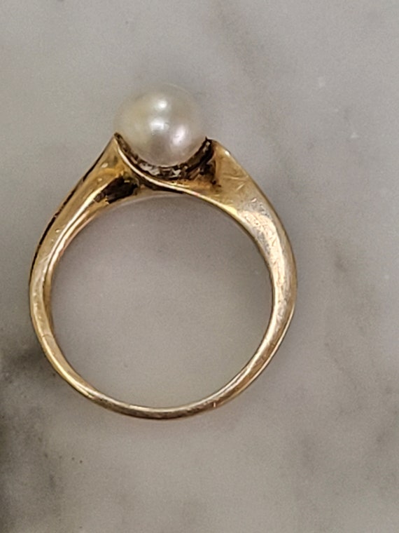 Vintage 10k gold Pearl Ring Signed Dason - image 6