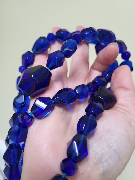 Colbolt Blue Glass Beaded Necklace