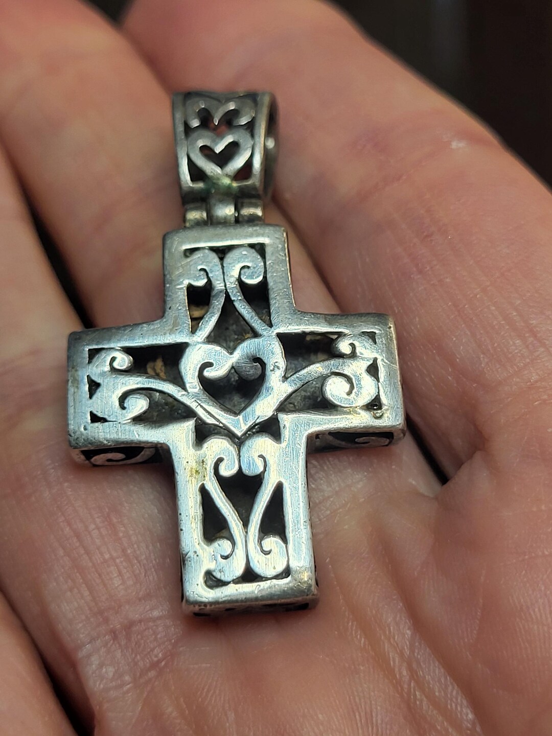 Sterling Silver Ornate Religious Cross Pendant - Etsy