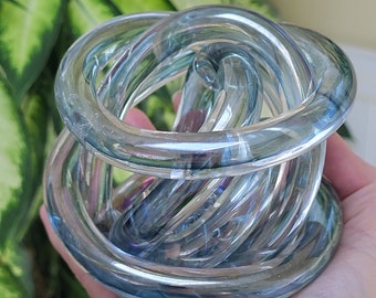 Swirled Fused Glass Paperweight Art Glass Display Piece