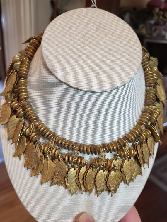 Miraim Haskell Golden Leaf Choker Signed - image 4