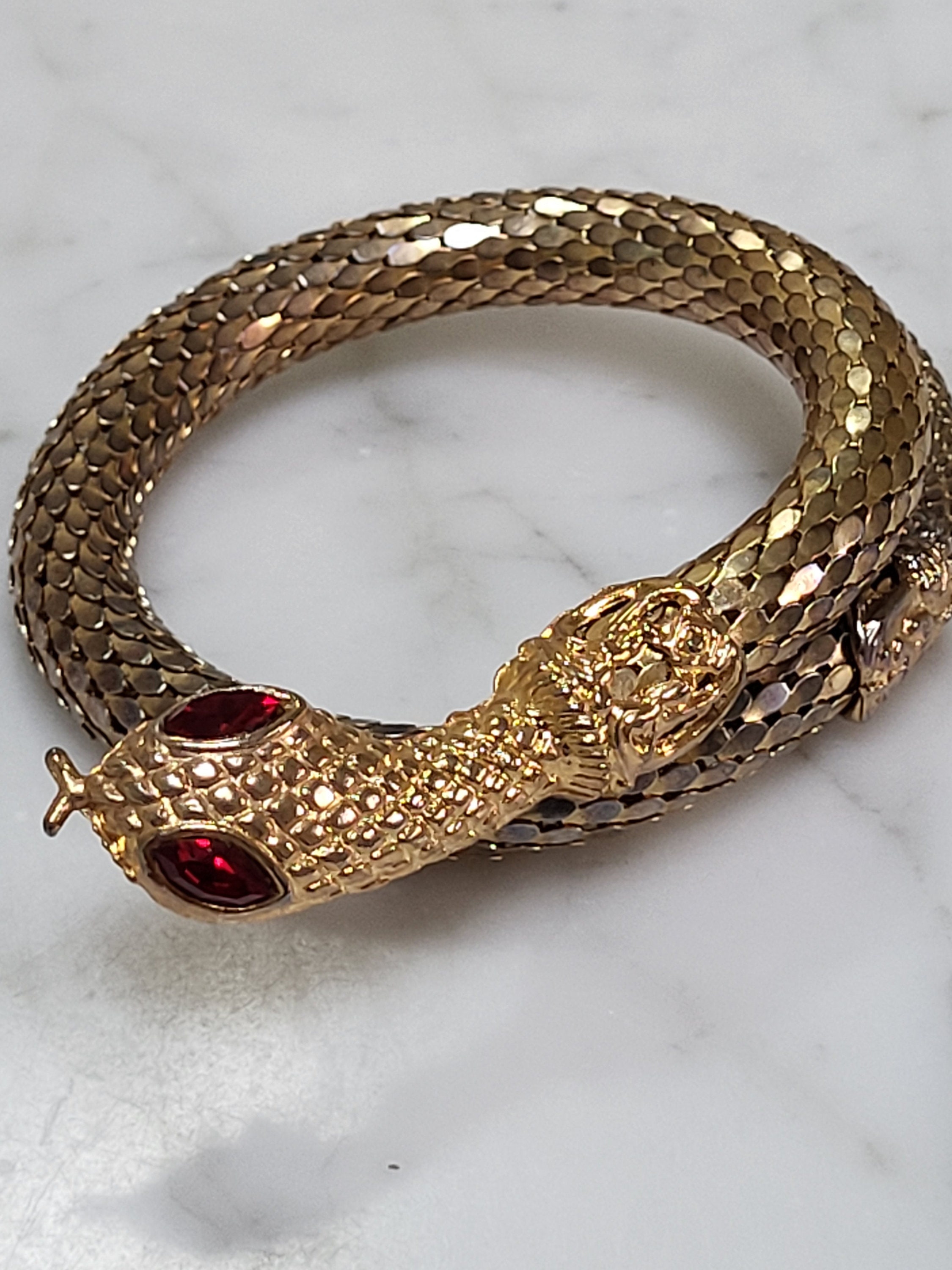 Vintage 70s Gold Mesh Coil Snake Bangle Bracelet - Etsy