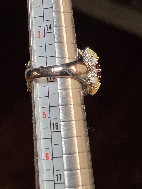 Opal and Garnet Statement Ring Sterling size 4 - image 5